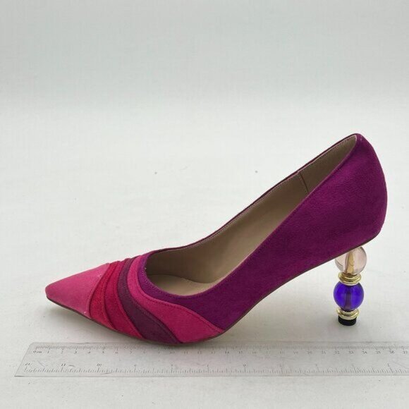 Fowt Shoes - FOWT Purple High Heel Pointed Toe Pump Slip-on Rainbow Shoes for Dress Party Gir